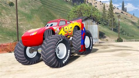 Download Monster Truck Lightning McQueen And Spiderman Video For KIDS And Nursery Rhymes - YouTube
