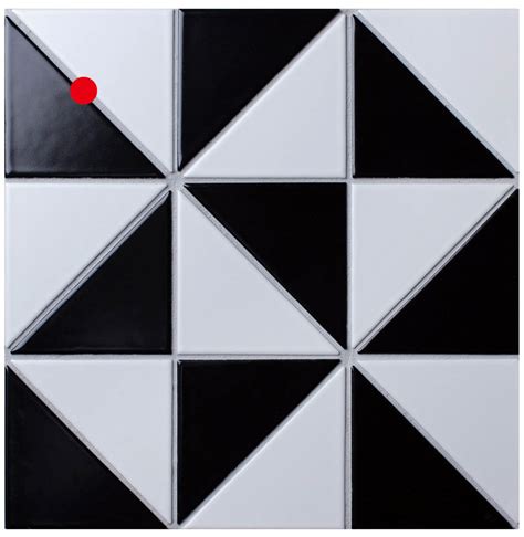 4 Windmill Pattern Black White Matte Porcelain Geometric Tile Ant