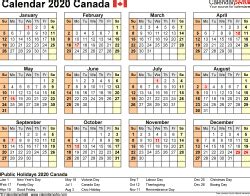 Civic holiday monday, august 03. Canada Calendar 2020 - Free Printable Excel templates