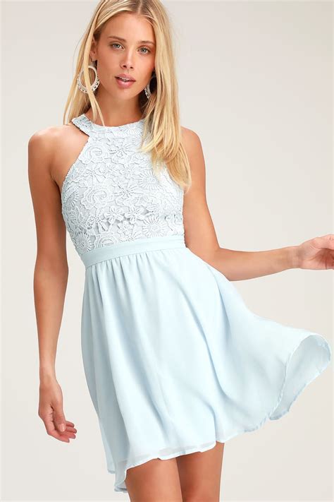 Blue Lace Skater Dress