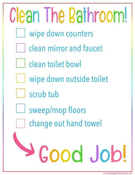 Clogged dryer vents can pose a fire hazard for your home, and poor airflow can allow condensation to. Kid's Bathroom Cleaning Checklist | Free Printable ...