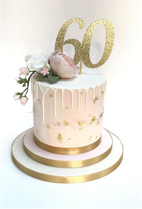 pink watercolour buttercream single tier 60th birthday cake