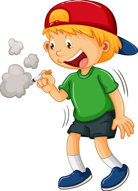 A Boy Trying To Smoke Cigarette Cartoon Character Vector Art At