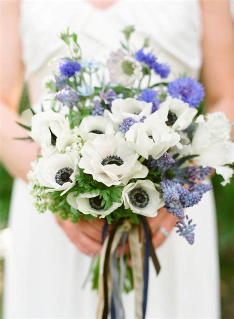 Blue White Spring Bridal Bouquet Once Wed