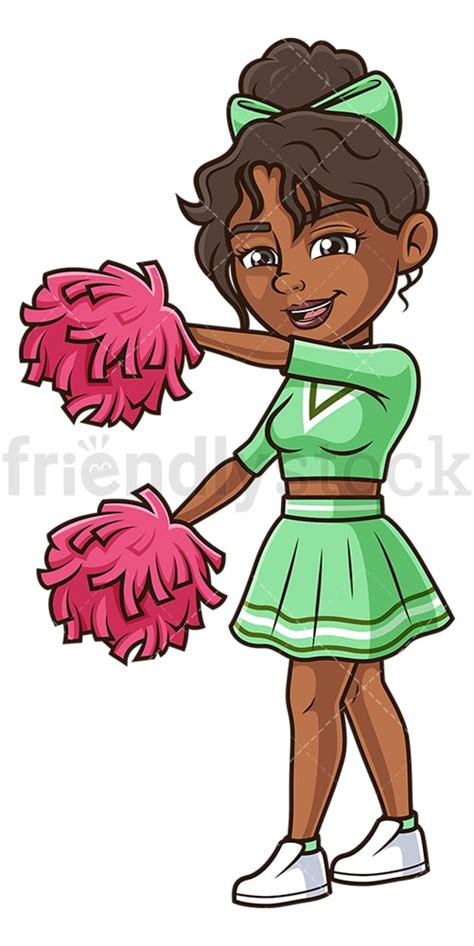 Black Cheerleader Dancing Cartoon Clipart Vector Friendlystock