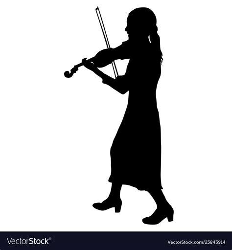 Silhouettes A Musician Violinist Playing The Vector Image