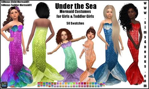 Under The Sea Mermaid Costumes For Girls And Toddler Girls Go To