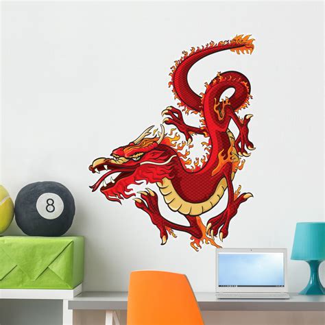 Red Dragon Wall Decal Sticker By Wallmonkeys Vinyl Peel And Stick Graphic