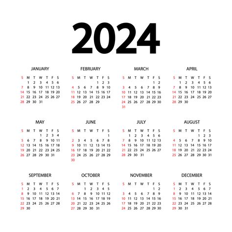 Calendar 2024 Vector Art Icons And Graphics For Free Download