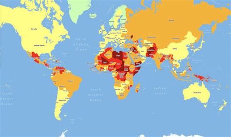 Worlds Most Dangerous Countries Revealed Shock Map World News