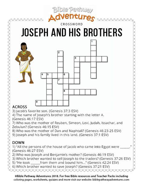 Free Bible Crossword Puzzle Joseph And His Brothers Josephs