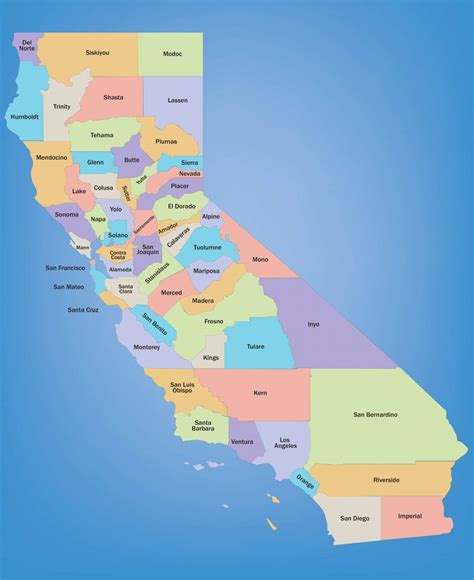 Printable California County Map