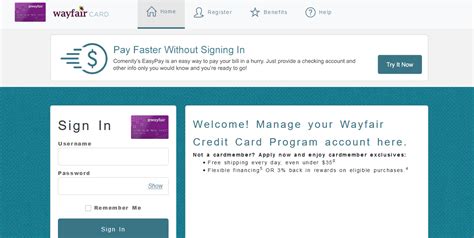 The entire transaction amount after discount must be placed on the c21status credit card. Manage Wayfair Credit Card @ www.Comenity.net/WayfairCard