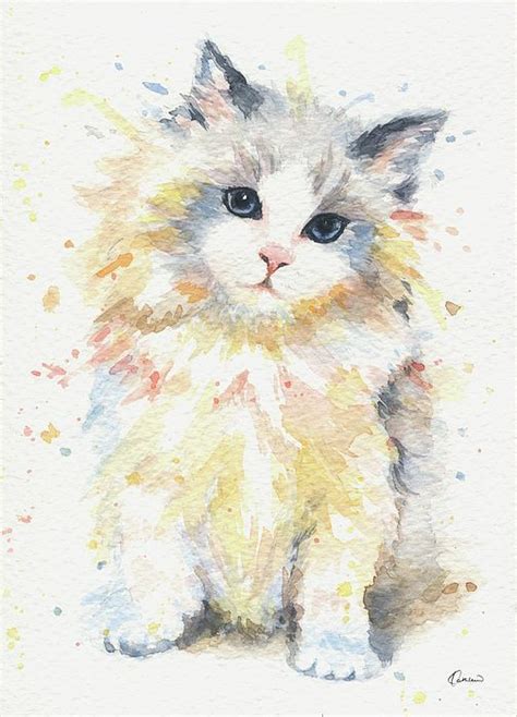 Pin By Ai Ito On Painting Watercolor Cat Cat Painting Cat Art Print