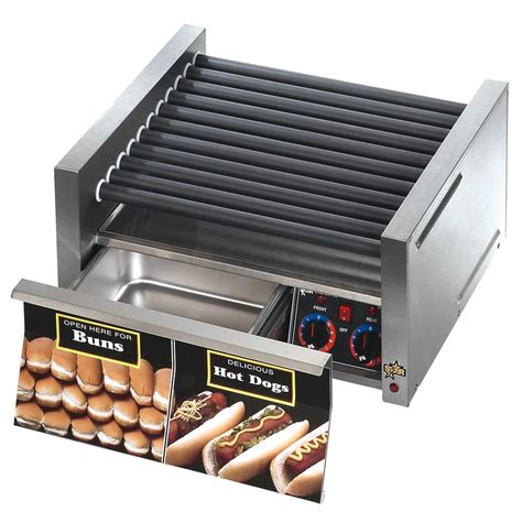 Star 50scbd 50 Hot Dog Roller Grill Wbun Storage Slanted Top 120v