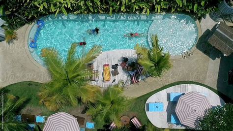 Swimming Pool Full Of People Having Fun View From Above By Stocksy