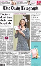 The Daily Telegraph UK Front Page For 1 March 2013 Paperboy Online