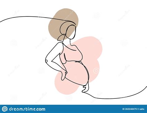 Pregnant Woman One Line Art With Colorful Elements Continuous Line Drawing Of Pregnancy