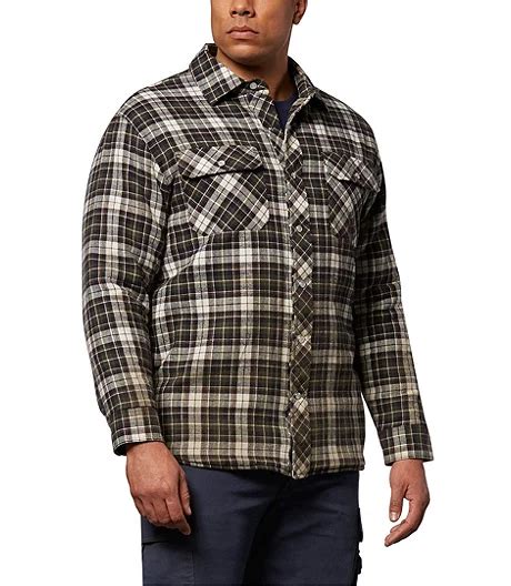 Mens Snap Front Insulated Quilted Flannel Work Shirt Marks