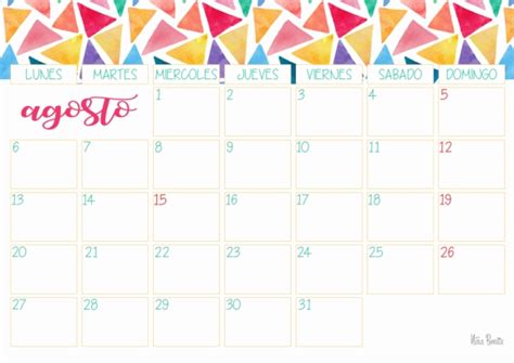 Imprimible Calendario Agosto 2018 Niña Bonita