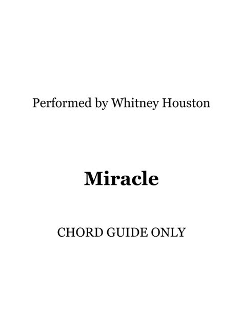 Miracle Sheet Music Whitney Houston Lead Sheet Fake Book