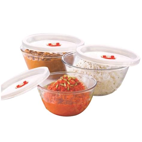 Buy Borosil 1 3l Borosilicate Glass Mixing And Serving Bowl With White Lid Scratch Resistant