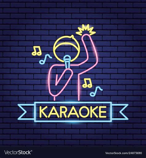 Singer Microphone Karaoke Neon Royalty Free Vector Image