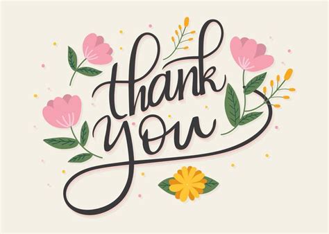 Hand Lettering Thank You Flowery Vector 182465 Vector Art