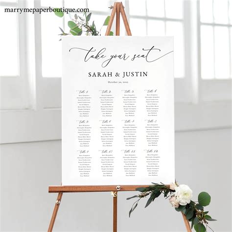 Classic Wedding Seating Chart Template Elegant Wedding Seating Plan Sign Printable Editable