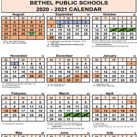 Bethel Public School Releases 2020 21 School Calendar