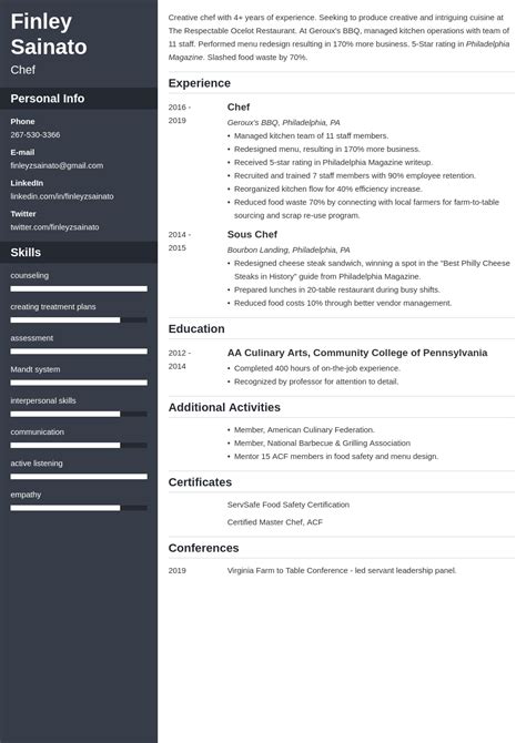 Chef Cv Examples 25 Writing Tips Template And Skills