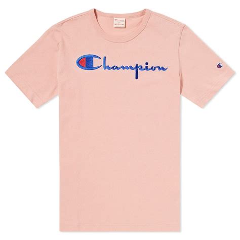 Champion Reverse Weave Crew T Shirt Script Logo Mens Clothing From