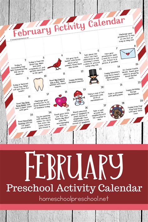 Free Printable February Activity Calendar For Preschool Preschool