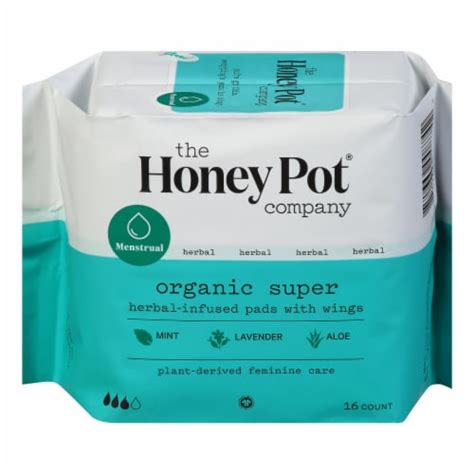 The Honey Pot Organic Super Menstrual Pads With Wings Herbal Infused 1 Each 1 16 Ct Case