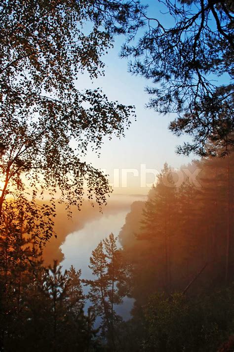 Early Mist Morning On The River Stock Image Colourbox