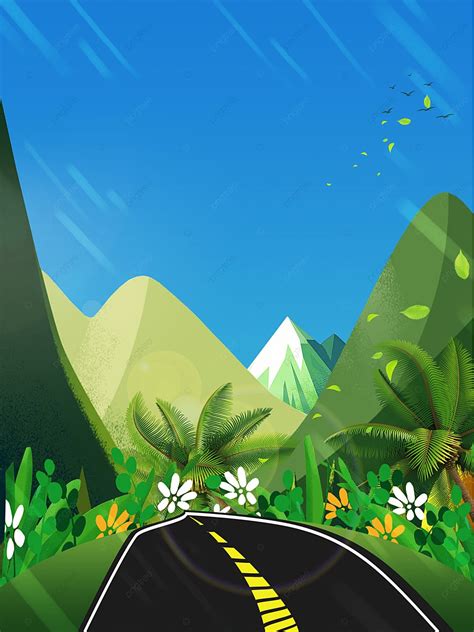 Hand Painted Mountain Forest Background Material Hand Draw Mountain