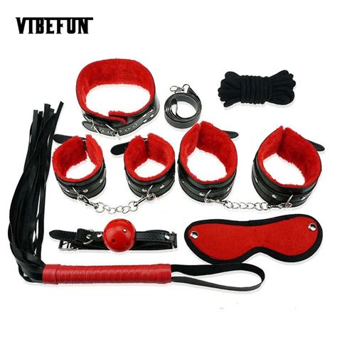 Vibefun 7 Pcs Set Fetish Sex Bondage Woman Slave Restraint Adult Sex Toys For Couples Handcuffs