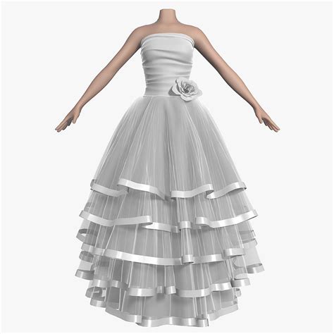 Wedding Dress 007 3D Model .max .obj .3ds .fbx .zpac - CGTrader.com