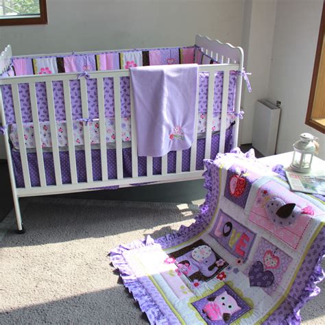 Purple crib bedding that are available on the site are woven fabrics and made from the finest quality cotton, polyester fiber, etc for maximum comfort and style. Purple Animals Girls Baby Crib Bedding set 3D Embroidered ...