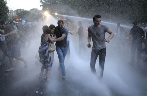 Armenian Police Blast Protesters With Giant Water Cannons