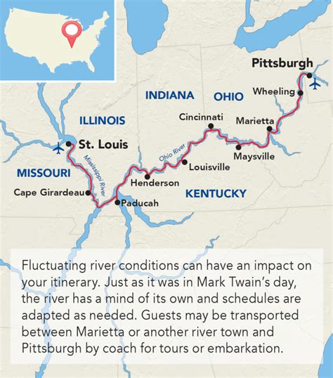 Acl Mississippi Ohio River Itinerary Map Sunstone Tours And Cruises