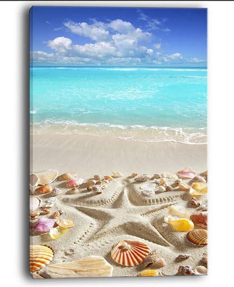 Design Art Designart Caribbean Sea Starfish Beach And Shore Canvas Art