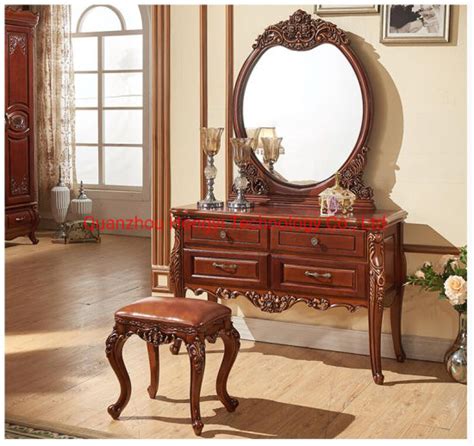 China European Style Antique Dresser Furniture Dressing Table Set with