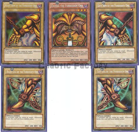 Yugioh Exodia The Forbidden One Secret Rare Complete Set Lcyw 1st Edition Nm