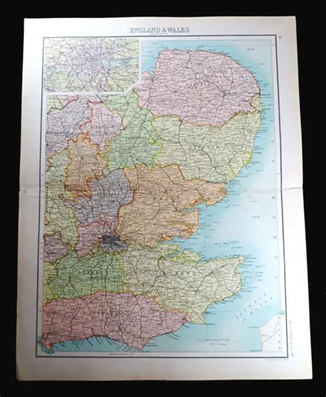Map Of England London South East English Counties Kent Essex Surrey Antique 1897 6080 Picclick
