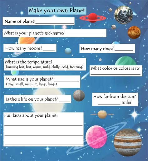Make Your Own Planet Interactive Worksheet Planets Activities