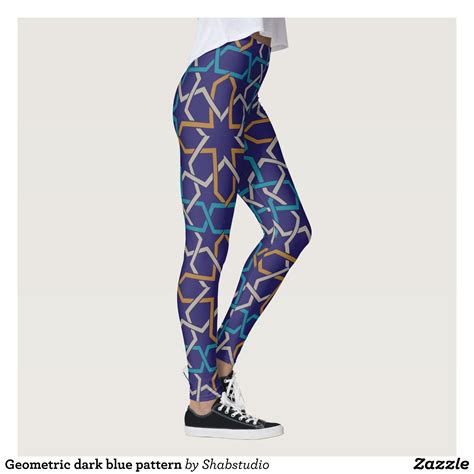 Geometric Dark Blue Pattern Leggings Beautiful Yoga Pants Exercise Leggings And Running