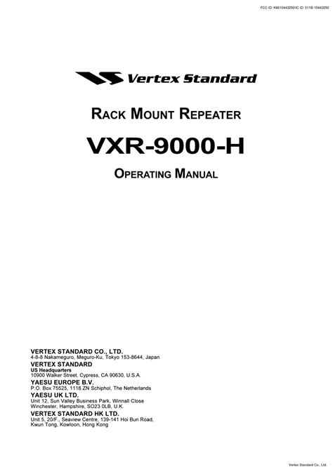 Vertex Standard Vxr 9000 H Operating Manual Pdf Download Manualslib