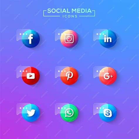 Premium Vector Popular Social Media Icons Modern Style Square Premium