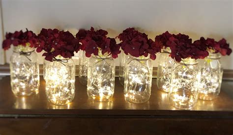 10 Floral Lights Mason Jar Centerpieces Fairy Lights Rustic Etsy